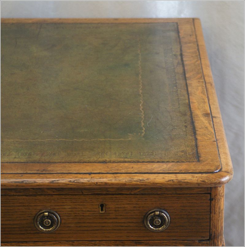 2040 Antique Victorian Oak Pedestal Desk (8)